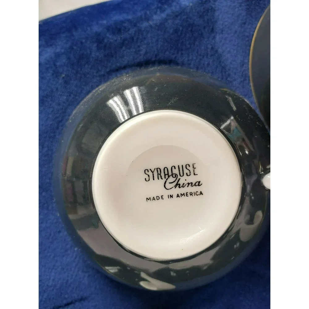 Syracuse Nocturne Cup 704895 Blue White‎ Gold Trim Lot Bundle of 12 Cups